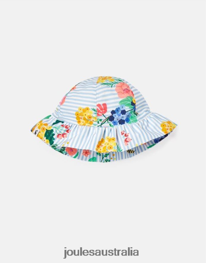 Joules Accessories Babies Brit Printed Sun Hat NVVNL409 BLUE STRIPE FLORAL