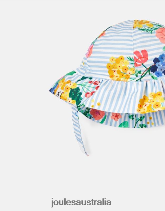 Joules Accessories Babies Brit Printed Sun Hat NVVNL409 BLUE STRIPE FLORAL