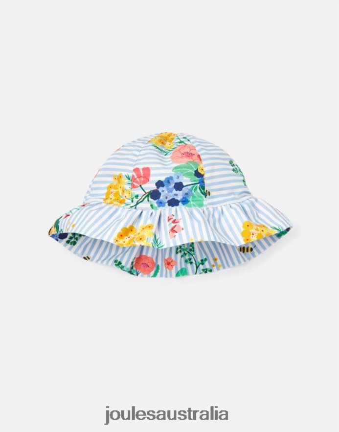 Joules Accessories Babies Brit Printed Sun Hat NVVNL409 BLUE STRIPE FLORAL