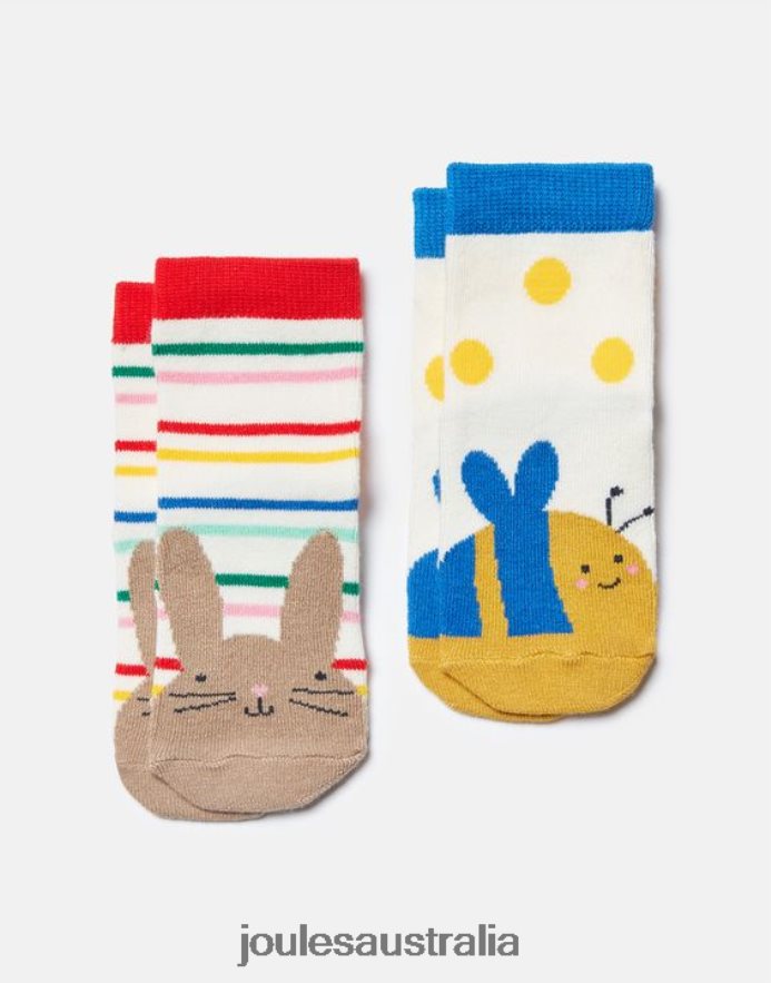 Joules Accessories Babies Neat Feet 2 Pack Of Socks NVVNL398 BUNNY BEE