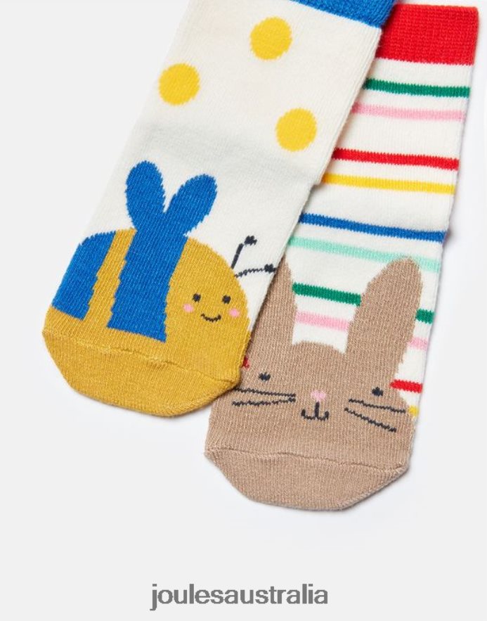 Joules Accessories Babies Neat Feet 2 Pack Of Socks NVVNL398 BUNNY BEE