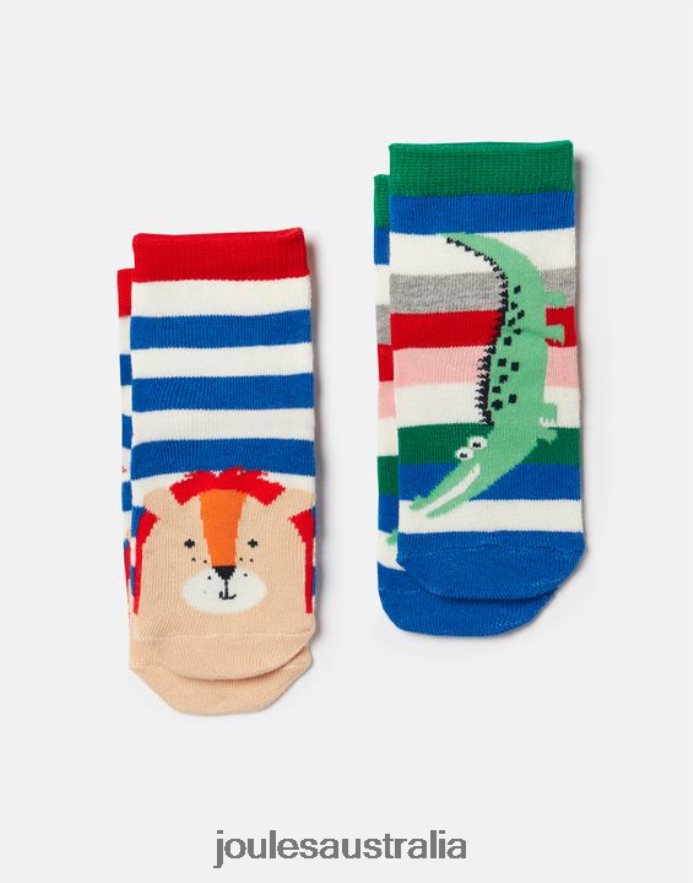 Joules Accessories Babies Neat Feet Socks 2 Pack NVVNL402 CROC LION