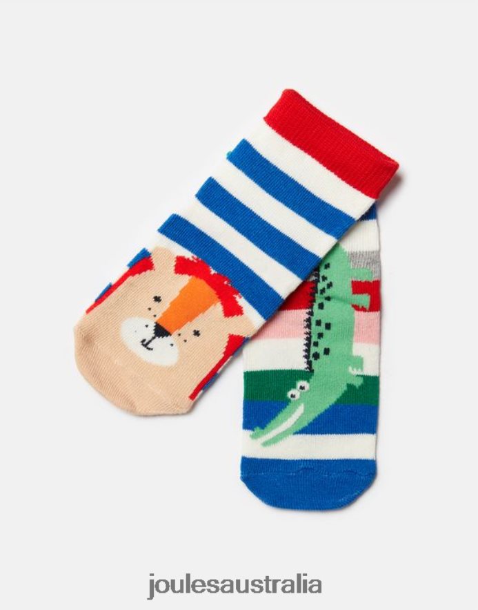 Joules Accessories Babies Neat Feet Socks 2 Pack NVVNL402 CROC LION