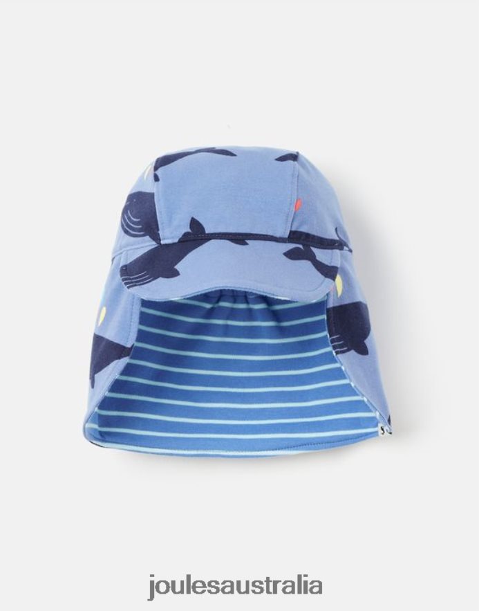 Joules Accessories Babies Sonny Neck Protector Jersey Hat 0-4 Years NVVNL397 BLUE WHALE