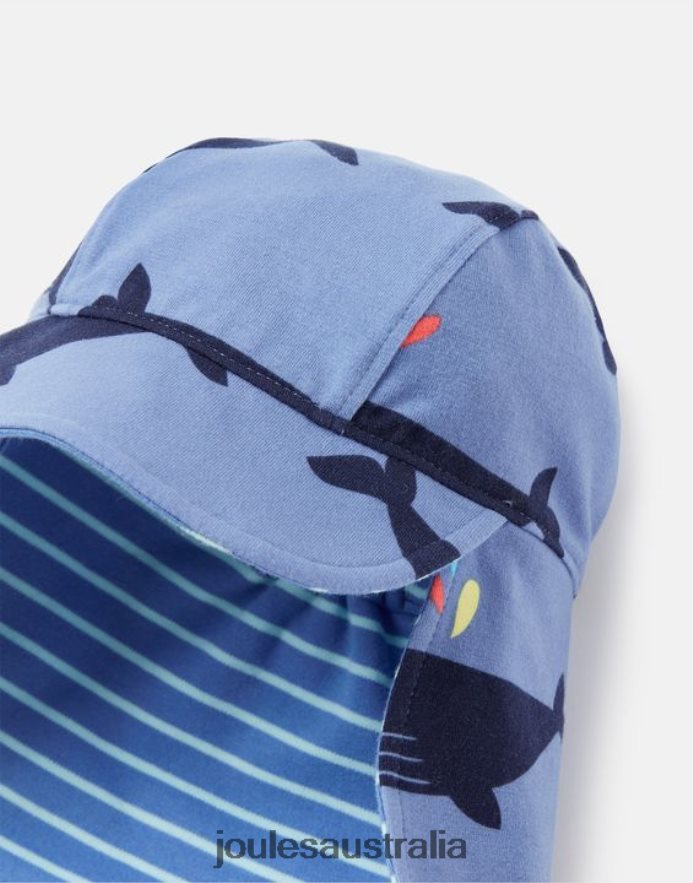 Joules Accessories Babies Sonny Neck Protector Jersey Hat 0-4 Years NVVNL397 BLUE WHALE