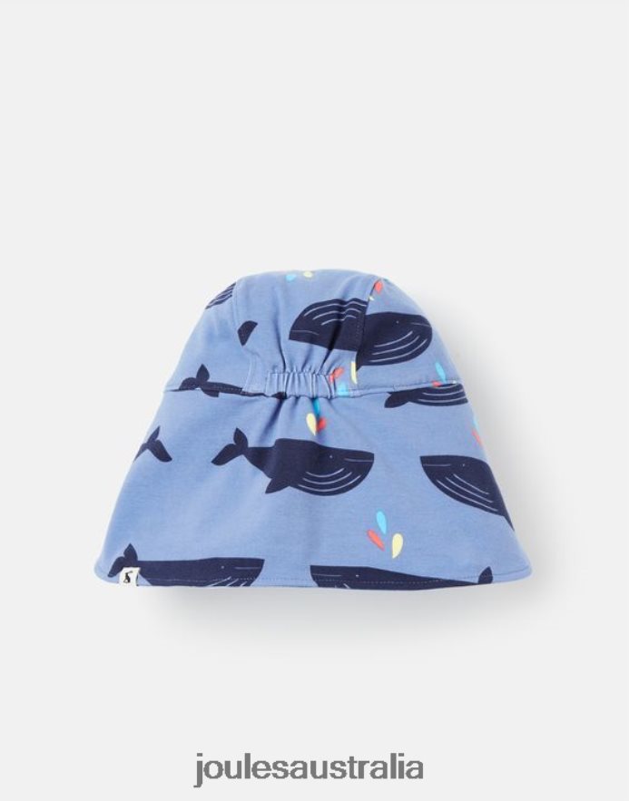 Joules Accessories Babies Sonny Neck Protector Jersey Hat 0-4 Years NVVNL397 BLUE WHALE