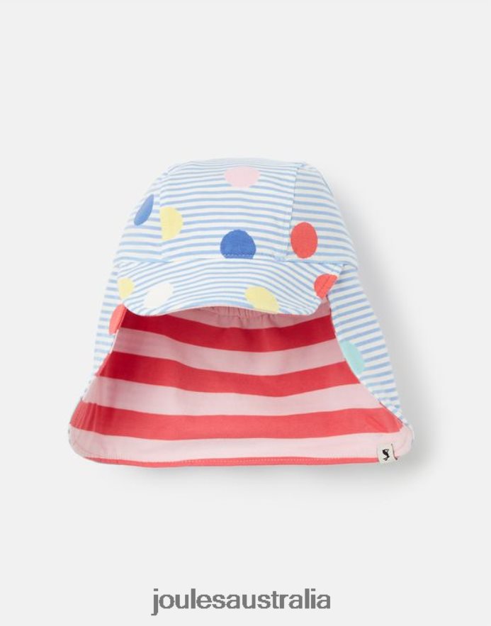 Joules Accessories Babies Sonny Neck Protector Jersey Hat 0-4 Years NVVNL399 MULTI SPOT