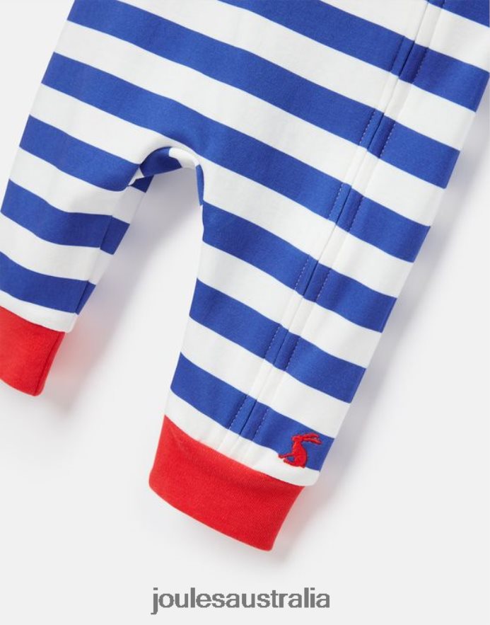 Joules Accessories Babies Winfield Organically Grown Cotton Artwork Romper 0-9 Months NVVNL426 BLUE STRIPE CROCODILE