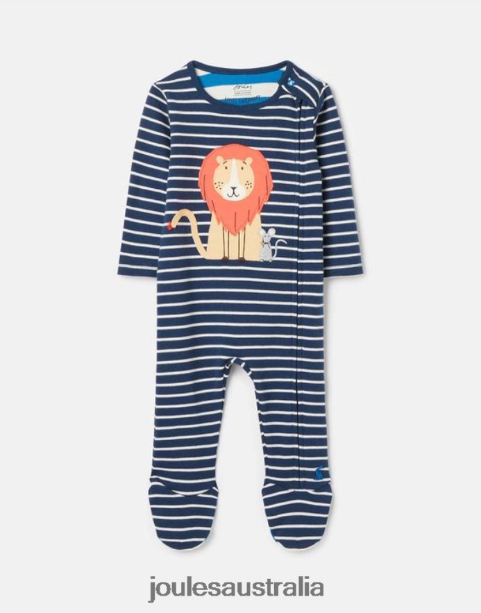 Joules Accessories Babies Zippy Organically Grown Cotton Onesie 0-9 Months NVVNL430 NAVY LION