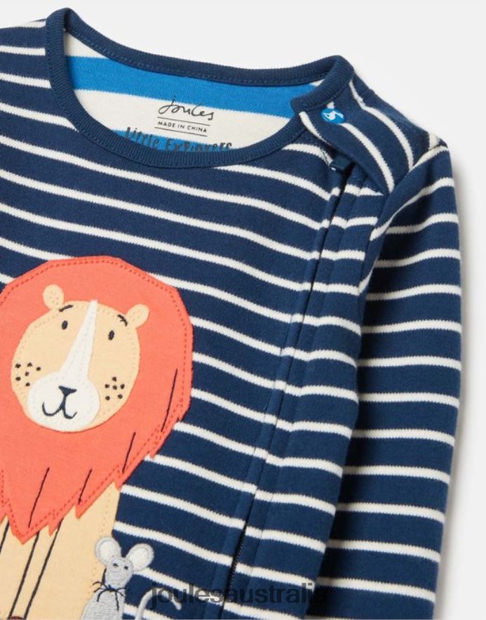 Joules Accessories Babies Zippy Organically Grown Cotton Onesie 0-9 Months NVVNL430 NAVY LION