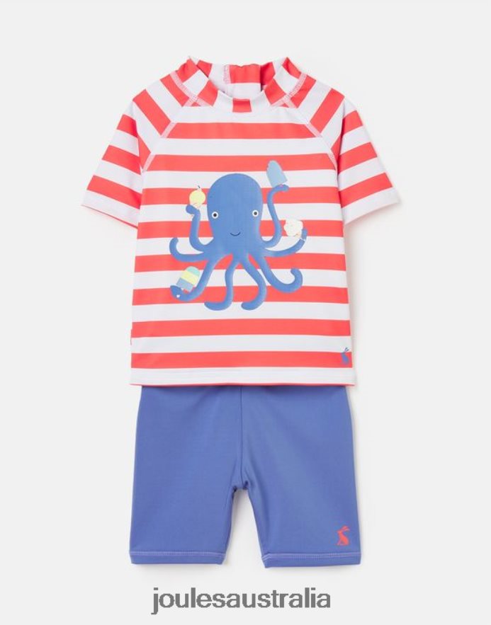 Joules Apparel Babies Diver Set Artwork Rash Vest Set 0-3 Years NVVNL434 ORANGE OCTOPUS STRIPE