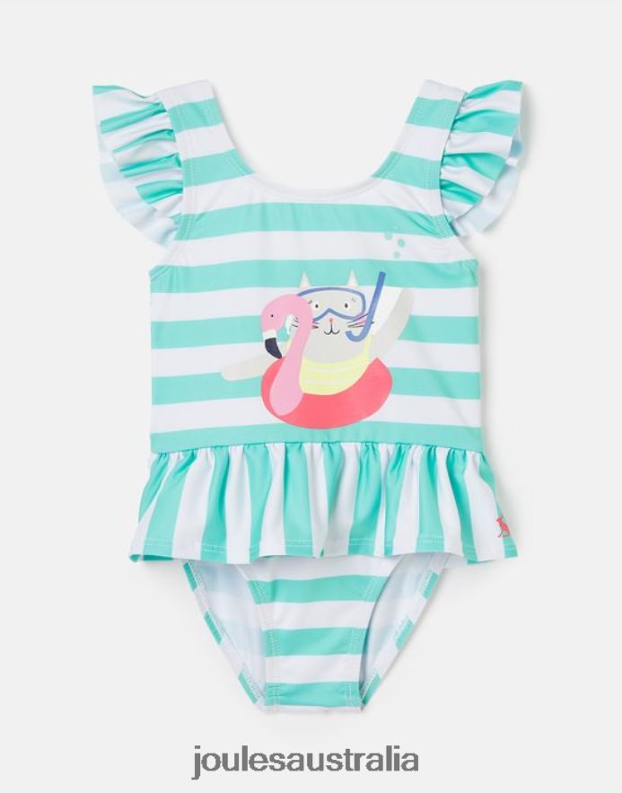 Joules Apparel Babies Frillwell Swimming Costume 0-3 Years NVVNL420 AQUA STRIPE CAT