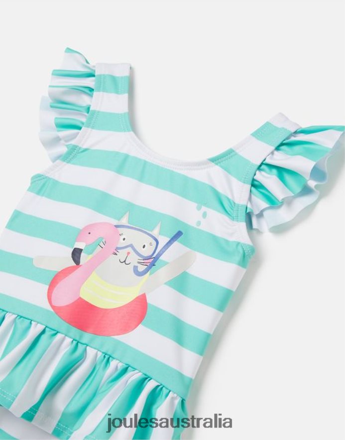 Joules Apparel Babies Frillwell Swimming Costume 0-3 Years NVVNL420 AQUA STRIPE CAT