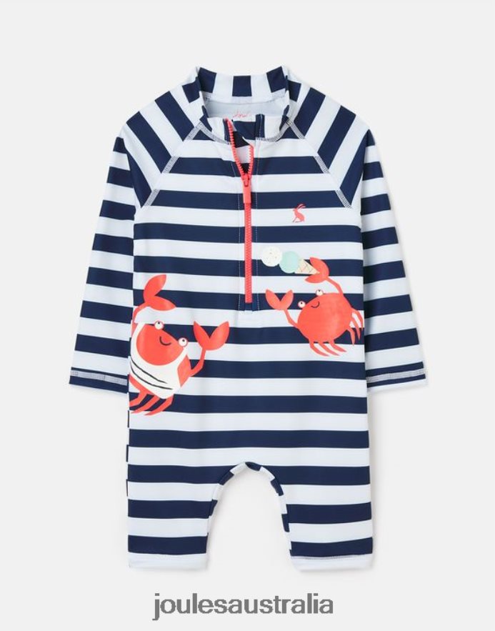 Joules Apparel Babies Sun Artwork Rash Suit 0-3 Years NVVNL431 NAVY STRIPE CRABS