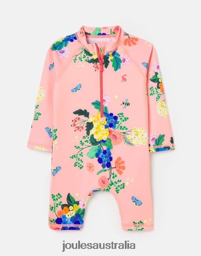 Joules Apparel Babies Sun Rash Suit 0-3 Years NVVNL417 CORAL FLORAL