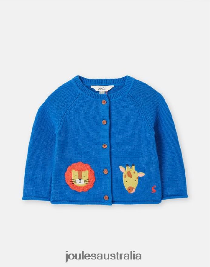 Joules Apparel Babies Bertie Artwork Cardigan 0-3 Years NVVNL436 BLUE SAFARI