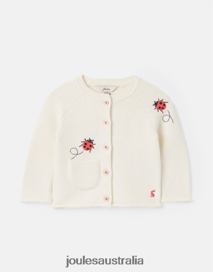 Joules Apparel Babies Betsie Embroidered Cardigan 0-3 Years NVVNL395 CREAM LADYBIRD