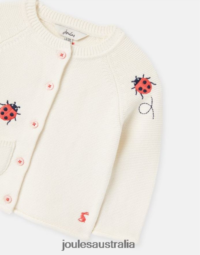 Joules Apparel Babies Betsie Embroidered Cardigan 0-3 Years NVVNL395 CREAM LADYBIRD