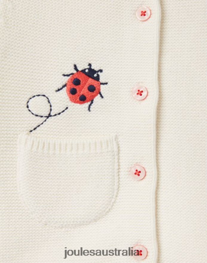 Joules Apparel Babies Betsie Embroidered Cardigan 0-3 Years NVVNL395 CREAM LADYBIRD
