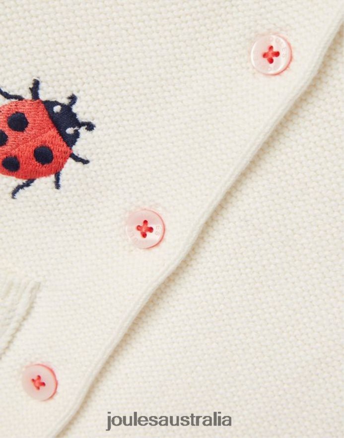 Joules Apparel Babies Betsie Embroidered Cardigan 0-3 Years NVVNL395 CREAM LADYBIRD