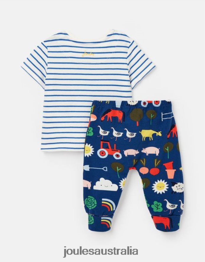 Joules Apparel Babies Byron Artwork Set 0-3 Years NVVNL438 BLUE TRACTOR