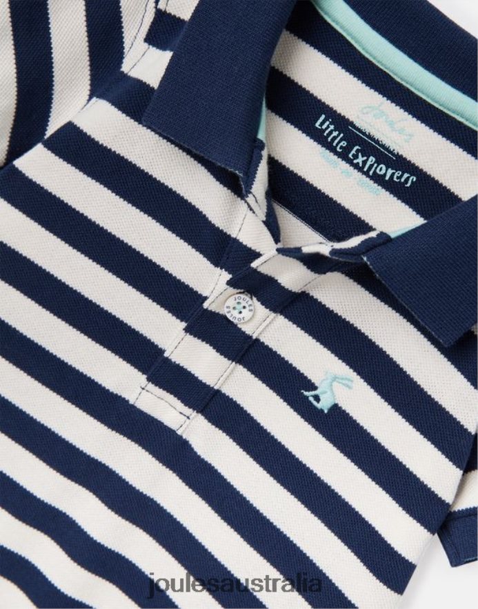 Joules Apparel Babies Filbert Polo Romper 0-24 months NVVNL428 WHITE BLUE STRIPE
