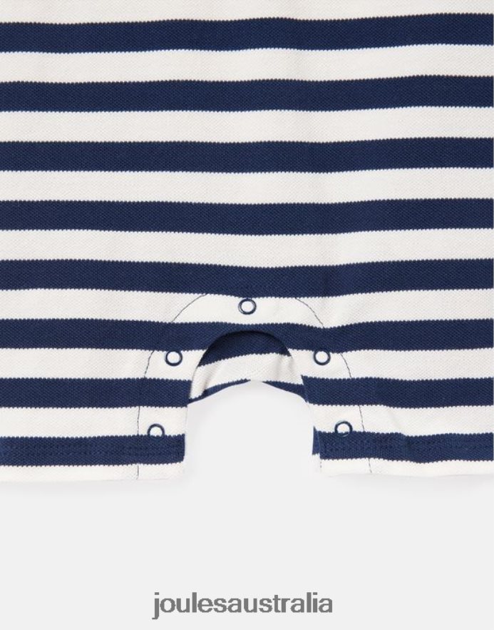 Joules Apparel Babies Filbert Polo Romper 0-24 months NVVNL428 WHITE BLUE STRIPE