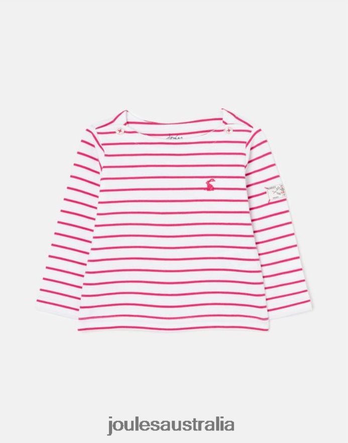 Joules Apparel Babies Harbour Stripe Long Sleeve T-Shirt 0 - 3 Years NVVNL405 PINK STRIPE