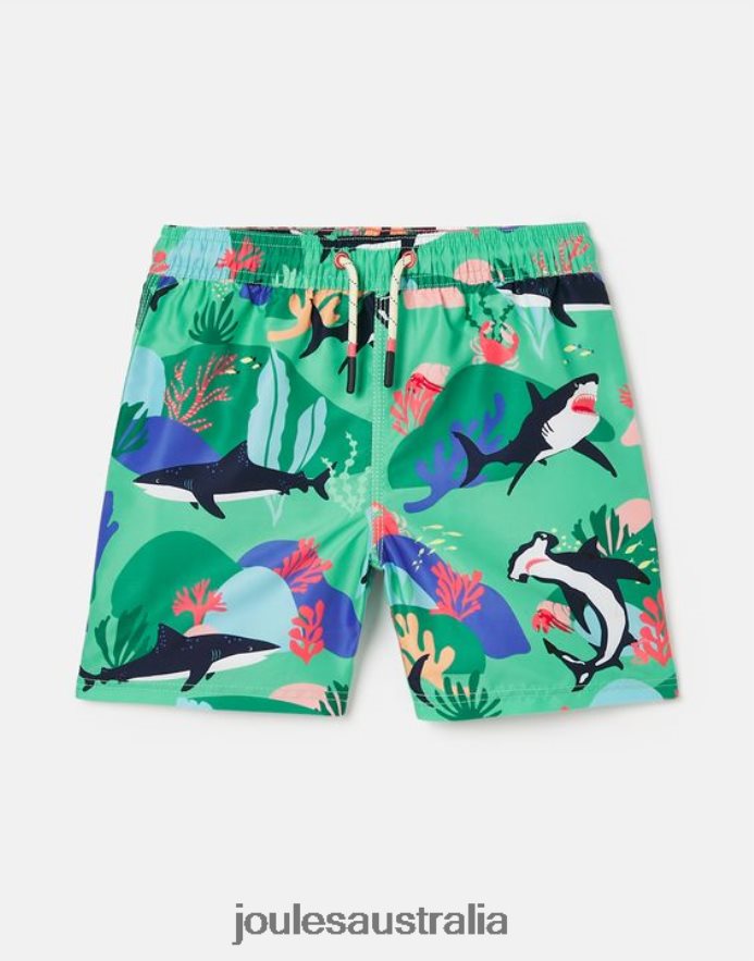 Joules Apparel Babies Ocean Printed Swimming Shorts 2-12 Years NVVNL357 GREEN SHARKS