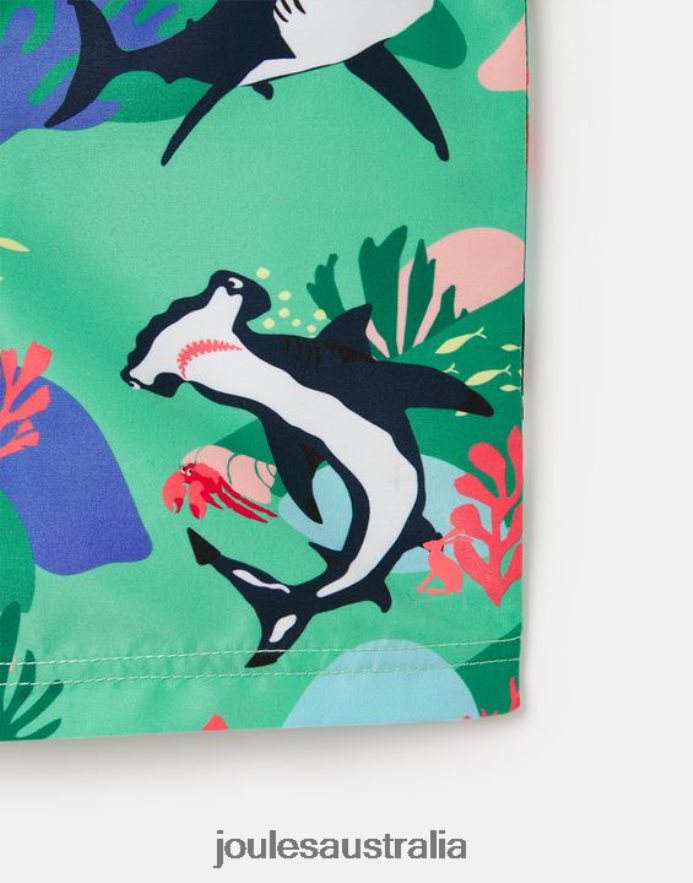 Joules Apparel Babies Ocean Printed Swimming Shorts 2-12 Years NVVNL357 GREEN SHARKS