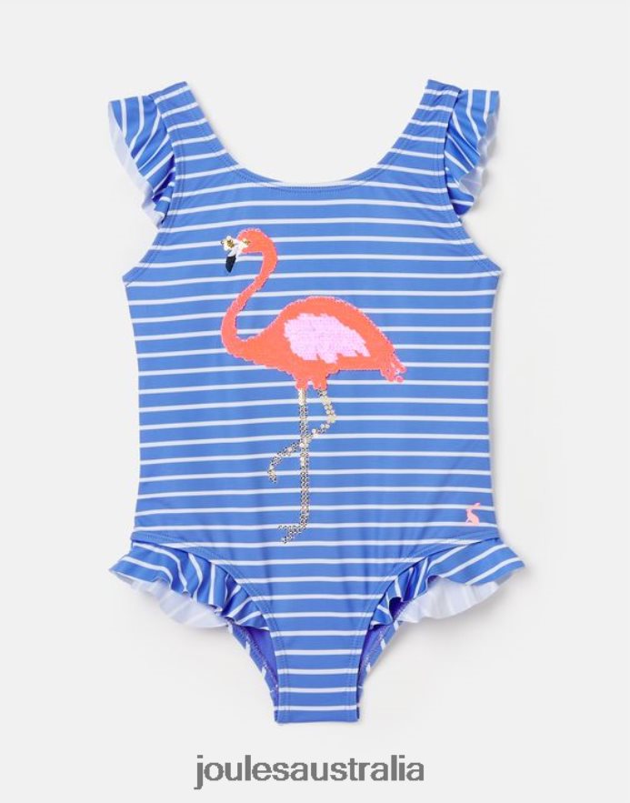 Joules Apparel Babies Splash Sequin Artwork Swimsuit 2-12 Years NVVNL299 BLUE STRIPE FLAMINGO