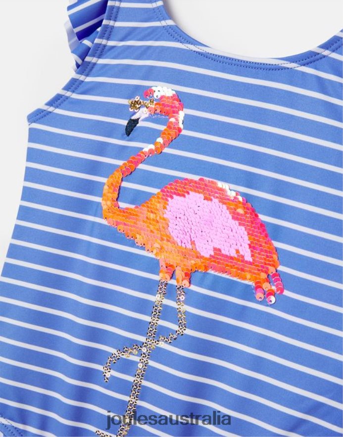 Joules Apparel Babies Splash Sequin Artwork Swimsuit 2-12 Years NVVNL299 BLUE STRIPE FLAMINGO
