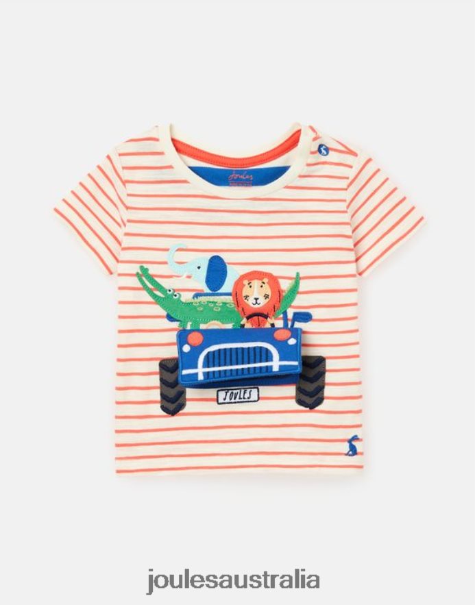 Joules Apparel Babies Tate Artwork T-Shirt 0-3 Years NVVNL401 RED STRIPE TRUCK