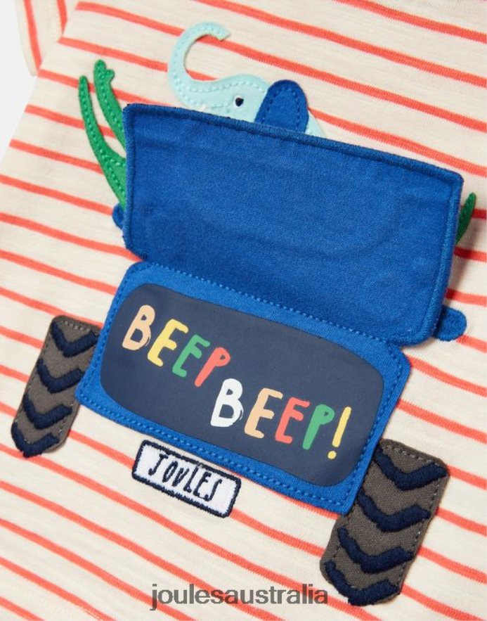 Joules Apparel Babies Tate Artwork T-Shirt 0-3 Years NVVNL401 RED STRIPE TRUCK