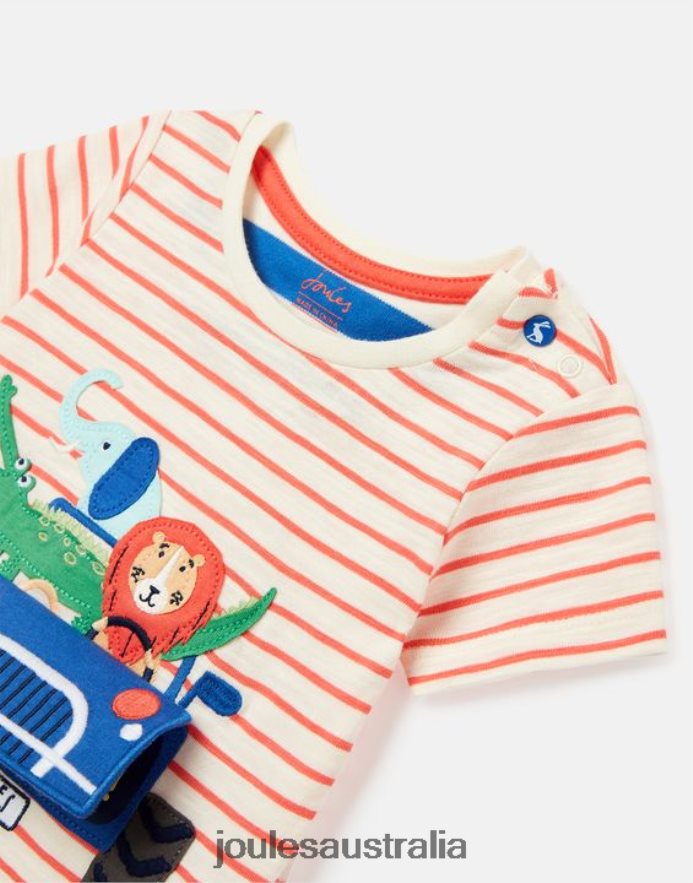 Joules Apparel Babies Tate Artwork T-Shirt 0-3 Years NVVNL401 RED STRIPE TRUCK