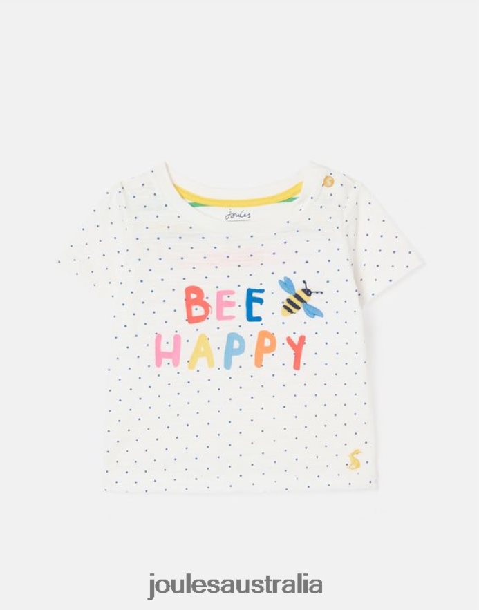 Joules Apparel Babies Tate Artwork T-Shirt 0-3 Years NVVNL422 WHITE SPOT BEE