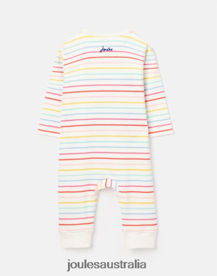 Joules Apparel Babies Winfield Organically Grown Cotton Artwork Romper 0-9 Months NVVNL410 WHITE STRIPE BUNNY