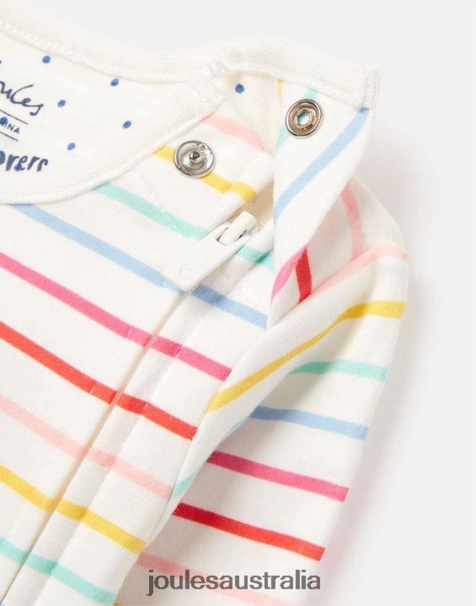 Joules Apparel Babies Winfield Organically Grown Cotton Artwork Romper 0-9 Months NVVNL410 WHITE STRIPE BUNNY