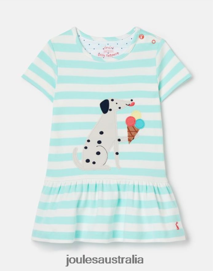 Joules Apparel Girls Dazzle Artwork Peplum Dress 0-3 Years NVVNL394 AQUA STRIPE