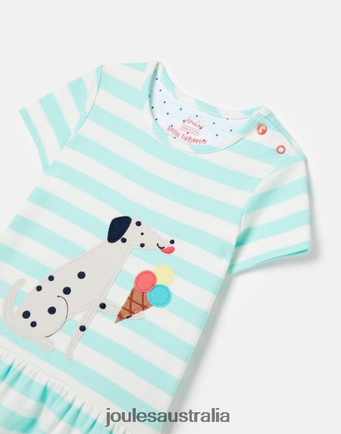 Joules Apparel Girls Dazzle Artwork Peplum Dress 0-3 Years NVVNL394 AQUA STRIPE