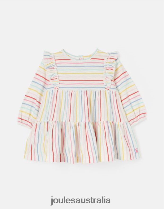 Joules Apparel Girls Iola Long Sleeved Tiered Dress 0-3 Years NVVNL421 MULTI STRIPE