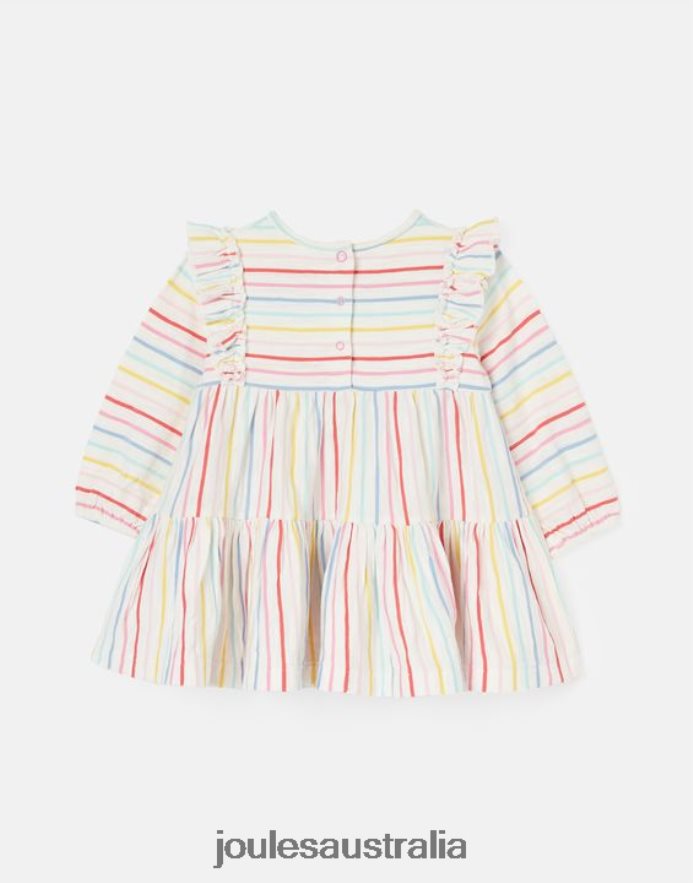 Joules Apparel Girls Iola Long Sleeved Tiered Dress 0-3 Years NVVNL421 MULTI STRIPE