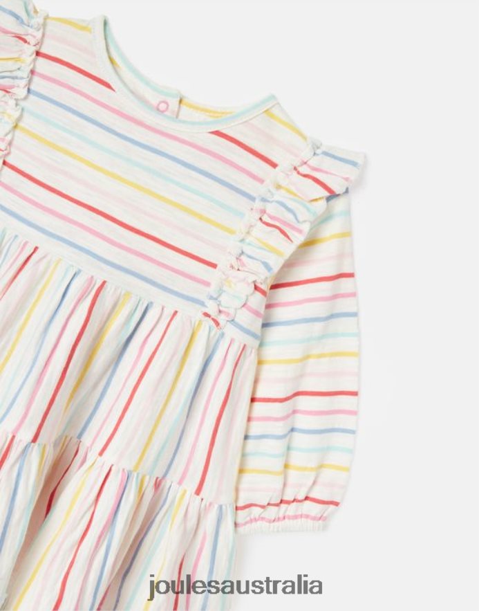 Joules Apparel Girls Iola Long Sleeved Tiered Dress 0-3 Years NVVNL421 MULTI STRIPE
