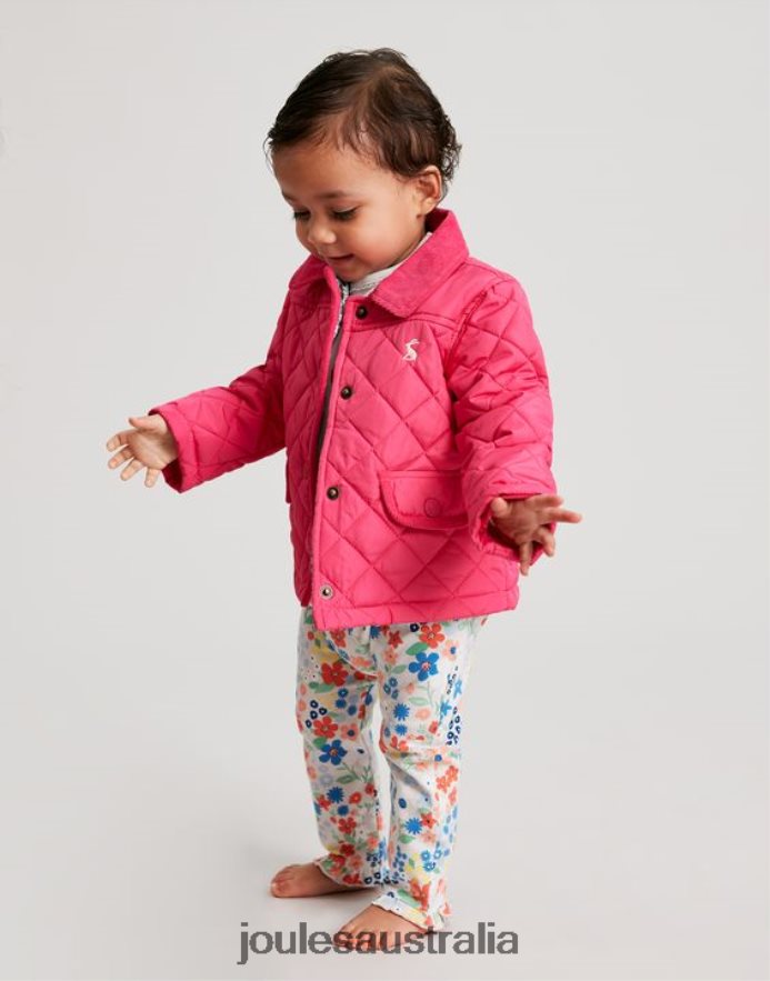 Joules Apparel Girls Mabel Quilted Coat 0-3 Years NVVNL392 BRIGHT PINK