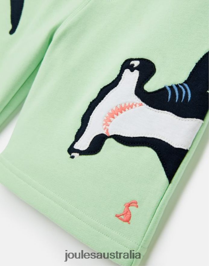 Joules Apparel Boys Hamden Novelty Sweat Shorts 2-8 Years NVVNL351 LIGHT GREEN SHARKS