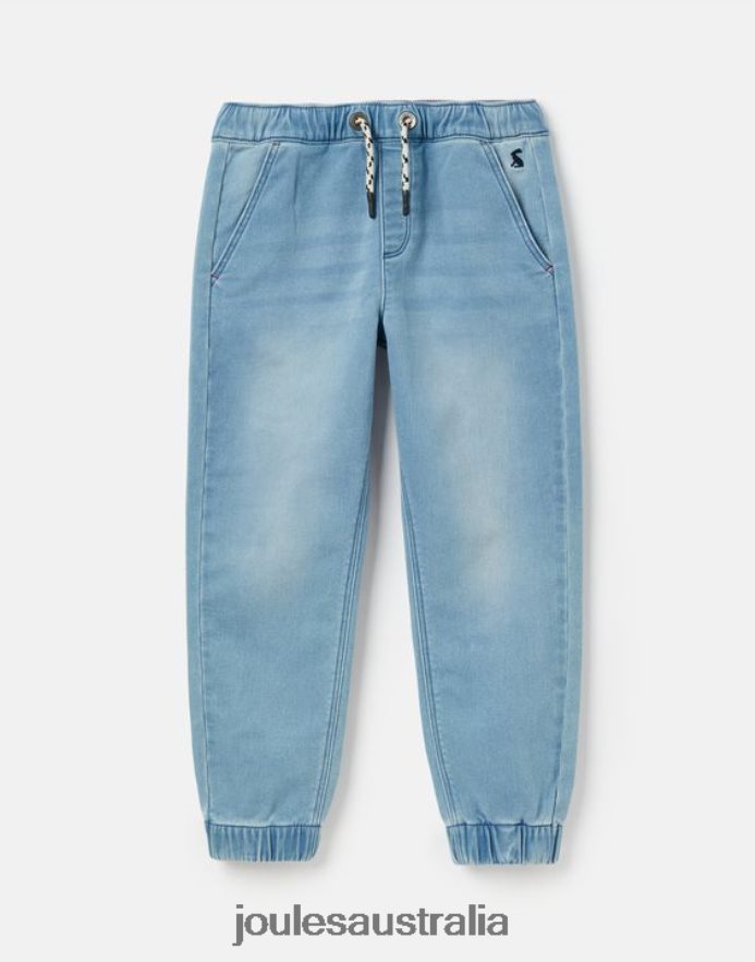 Joules Apparel Boys Logan Jersey Denim Joggers 2-12 Years NVVNL339 LIGHT WASH