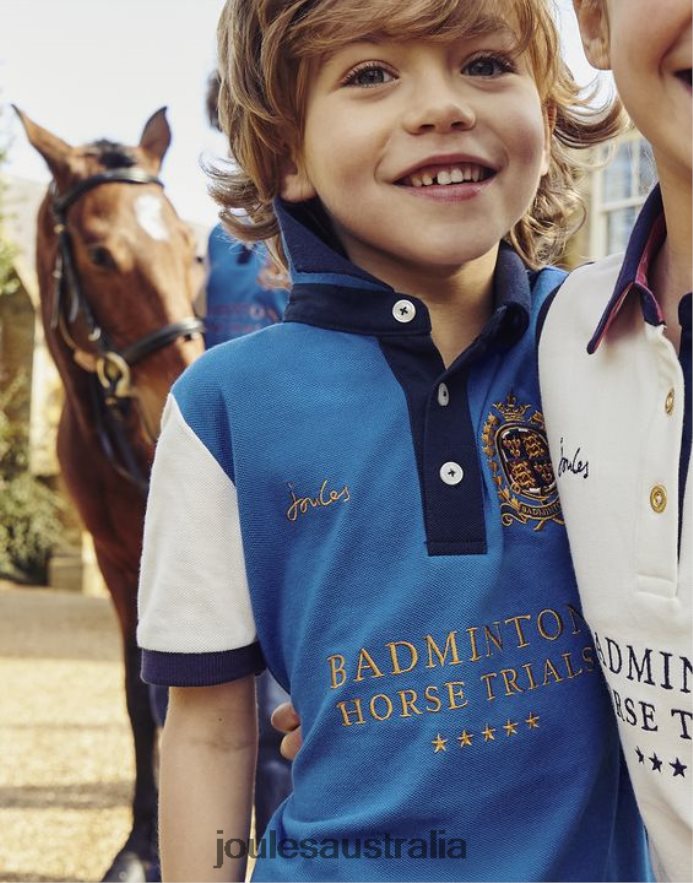 Joules Apparel Boys Kids Unisex Badminton Polo Shirt 2-12 Years NVVNL345 BLUE