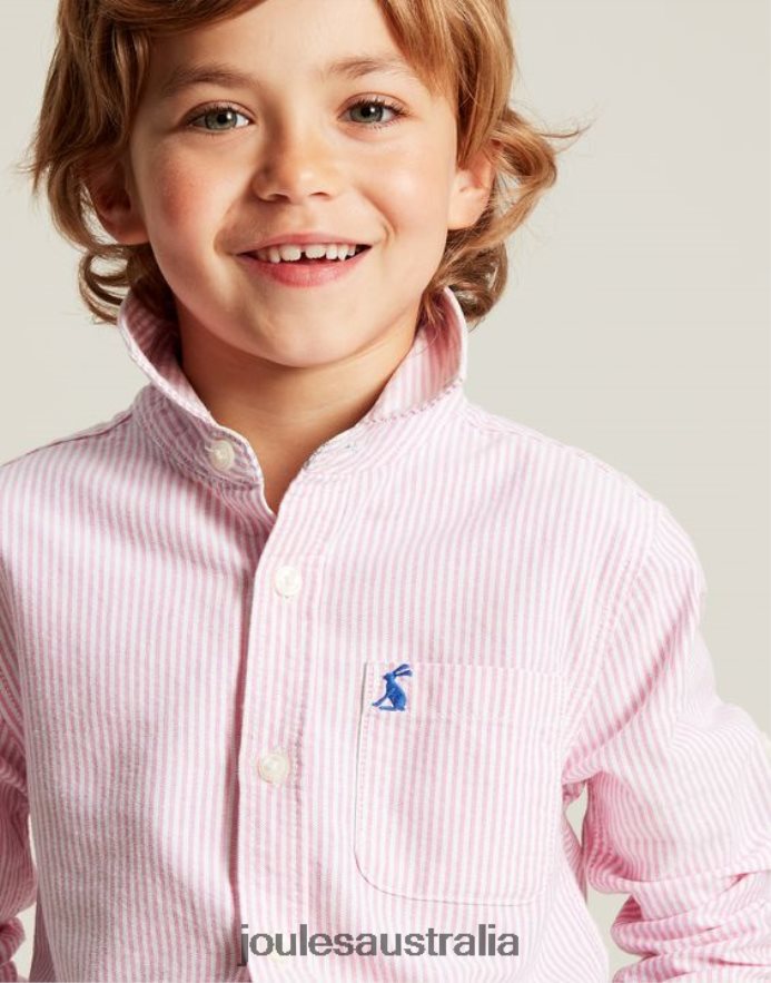 Joules Apparel Boys Oxford Stripe Shirt 2-12 Years NVVNL340 PINK