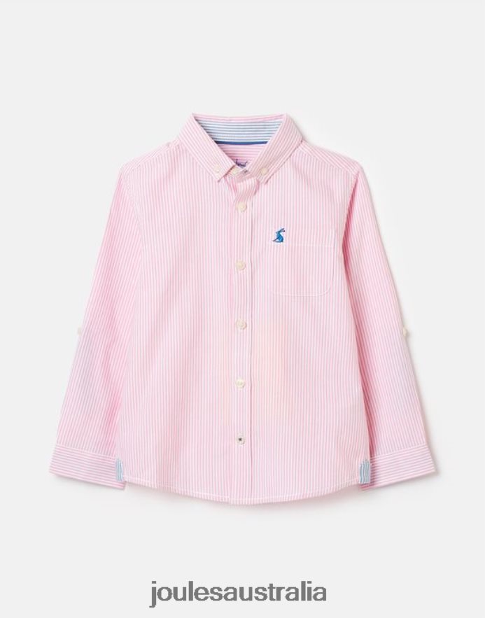 Joules Apparel Boys Oxford Stripe Shirt 2-12 Years NVVNL340 PINK