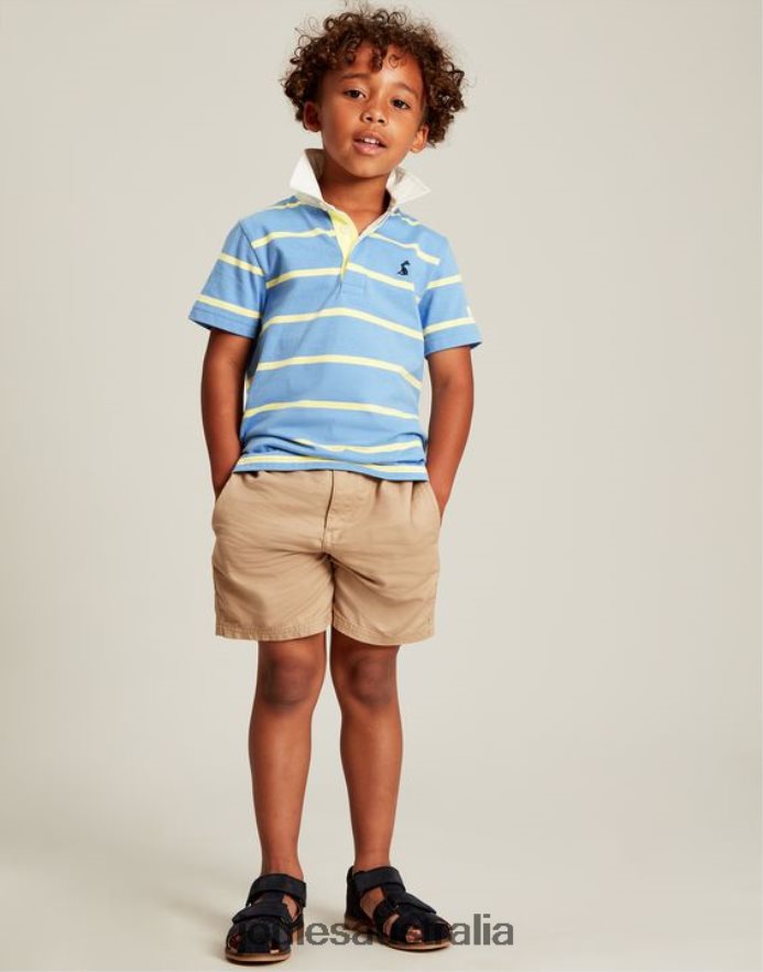 Joules Apparel Boys Ozzy Stripe Jersey Polo Shirt 2-12 Years NVVNL350 BLUE YELLOW STRIPE